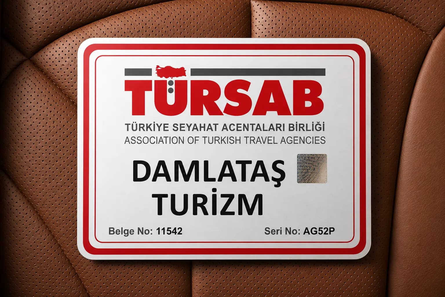 TÜRSAB Damlataş Tourism License Plate - License No: 11542