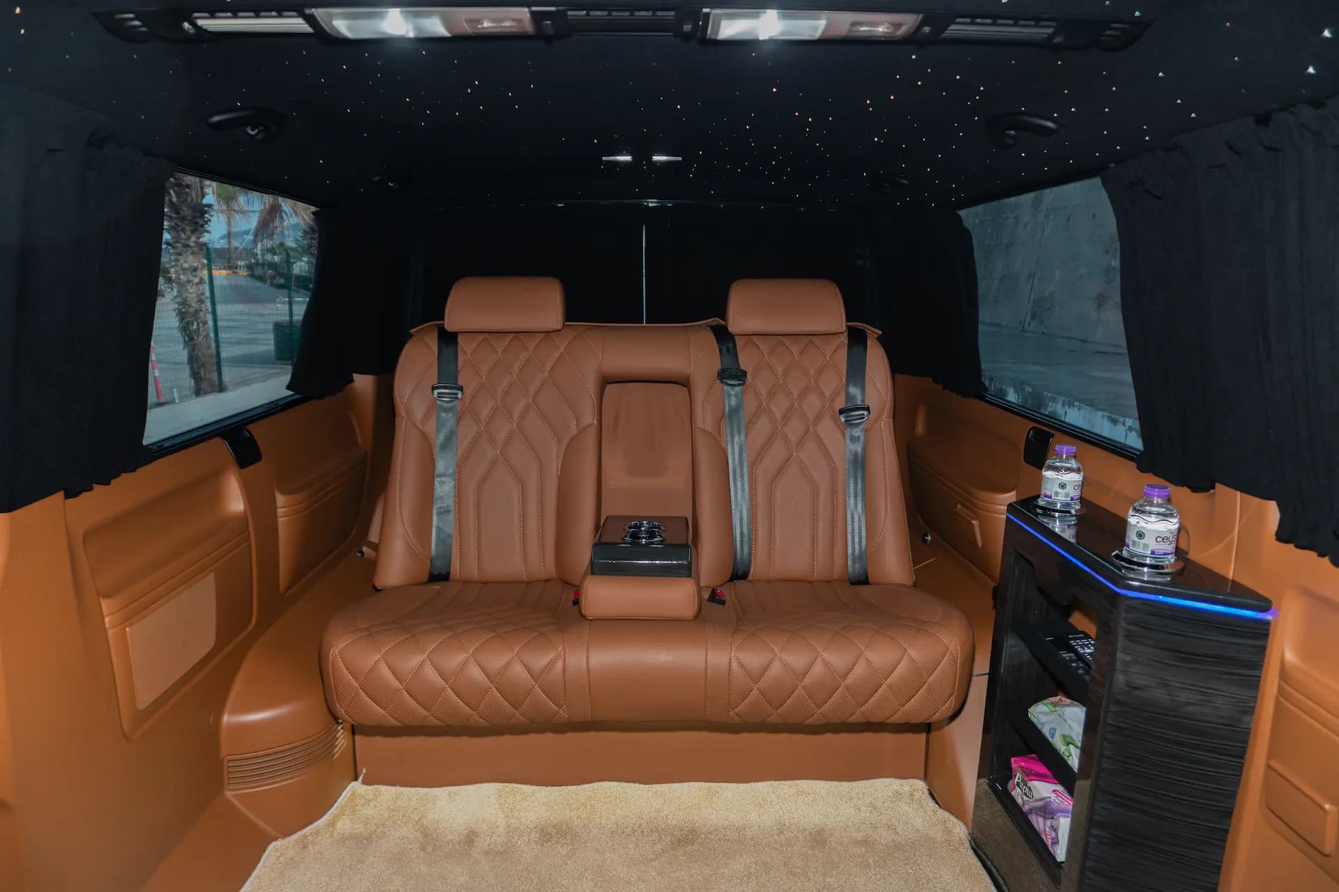 Tan Leather Quilted VIP Seating